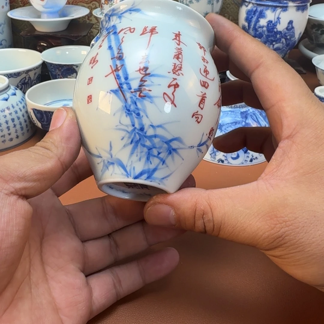 S***才陶杯子景德镇全手工手绘陶瓷