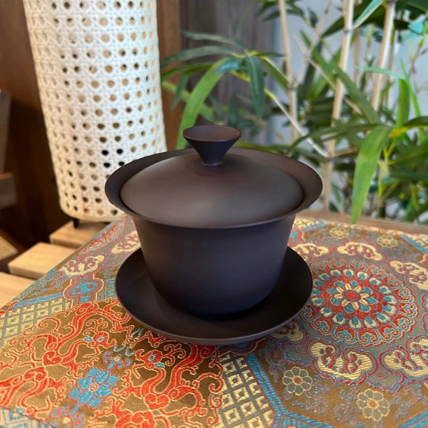 建水紫陶/纯手工/文林薄胎三才盖碗170cc