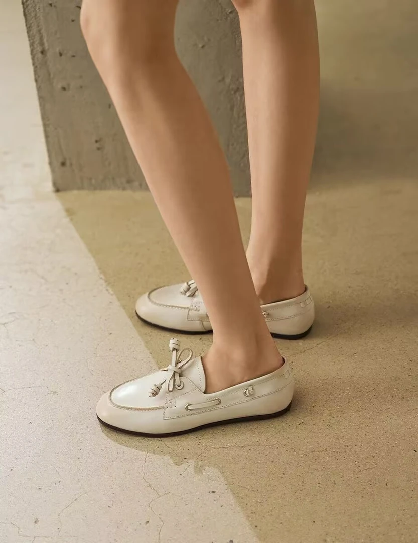 小糖豆2024秋新款一脚蹬豆豆鞋老钱风小皮鞋乐福鞋