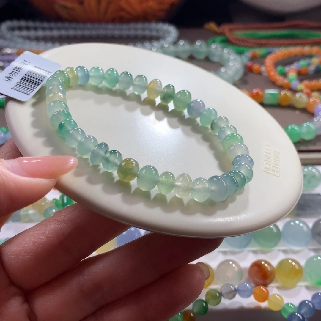 翡翠未镶嵌手链！闭眼拍！爆款系列！冰透幻彩卡6.2-8.5