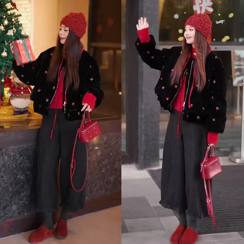 超火早春穿搭2026年新款气质高级感韩系百搭棉服高腰休闲裤两件套