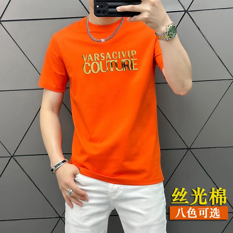 VARSACIVIP/瓦萨琪贵宾夏季短袖圆领T恤丝光棉修身半袖夏季薄款