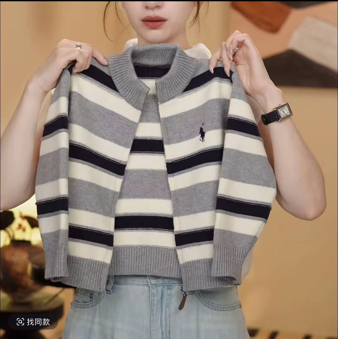 2025秋冬毛衣季儿童韩版拉链条纹韩版男女童开衫外套休闲百搭时尚