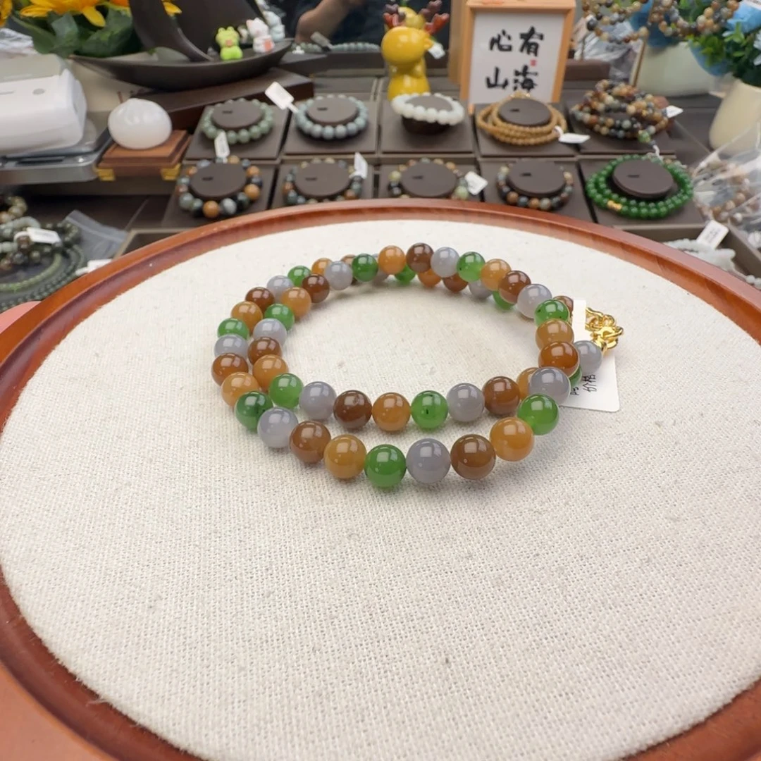 和田玉未镶嵌手链卡8多宝108，55