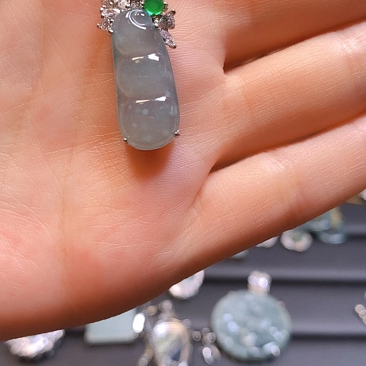 未镶嵌手链翡翠福豆吊坠冰种 翡翠