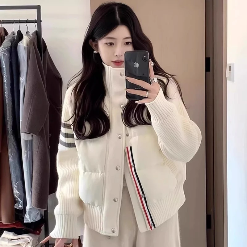 小香风气质网红时尚百搭秋冬拼接短款撞色显瘦女装外套欧洲站拼接