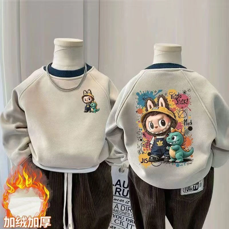 儿童爆款拉布布卫衣秋冬款加绒男童卫衣韩版男孩帅气加厚上衣打底