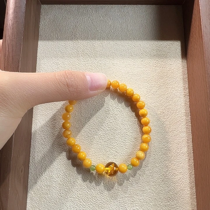 蜜蜡未镶嵌手串6.6mm蜜蜡手串