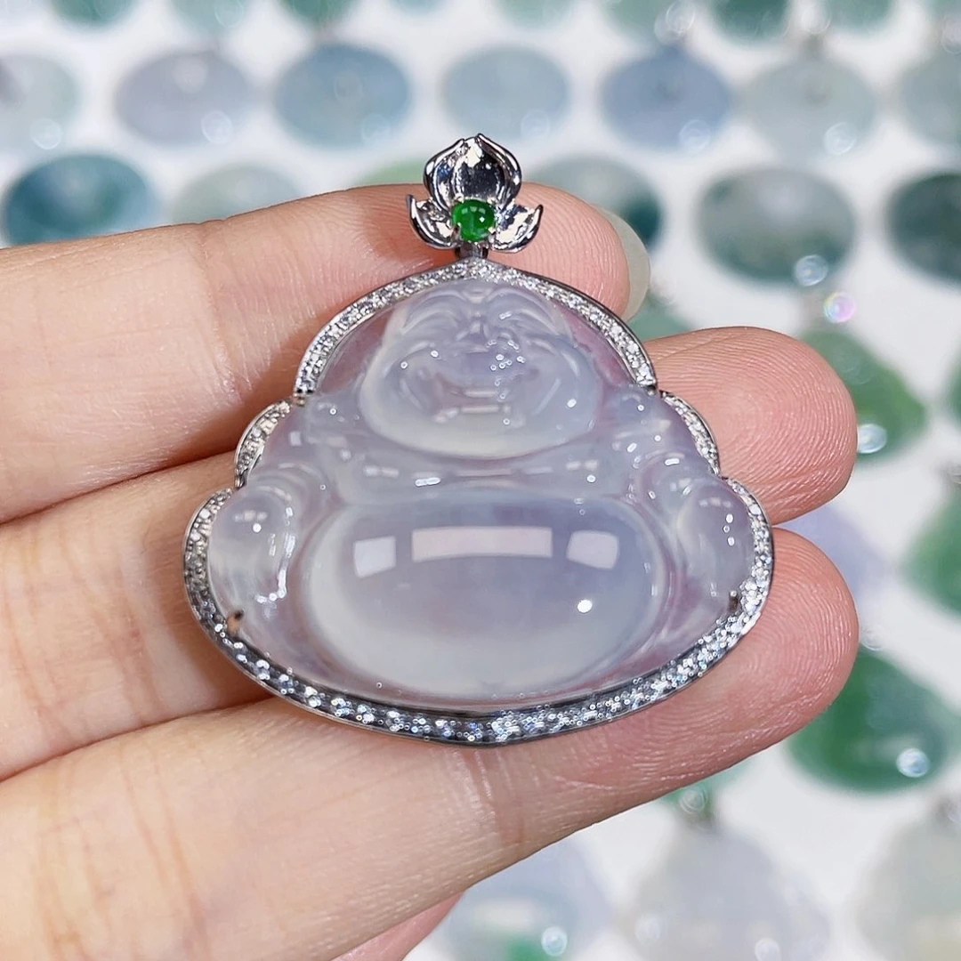 颈饰18K金镶嵌翡翠吊坠