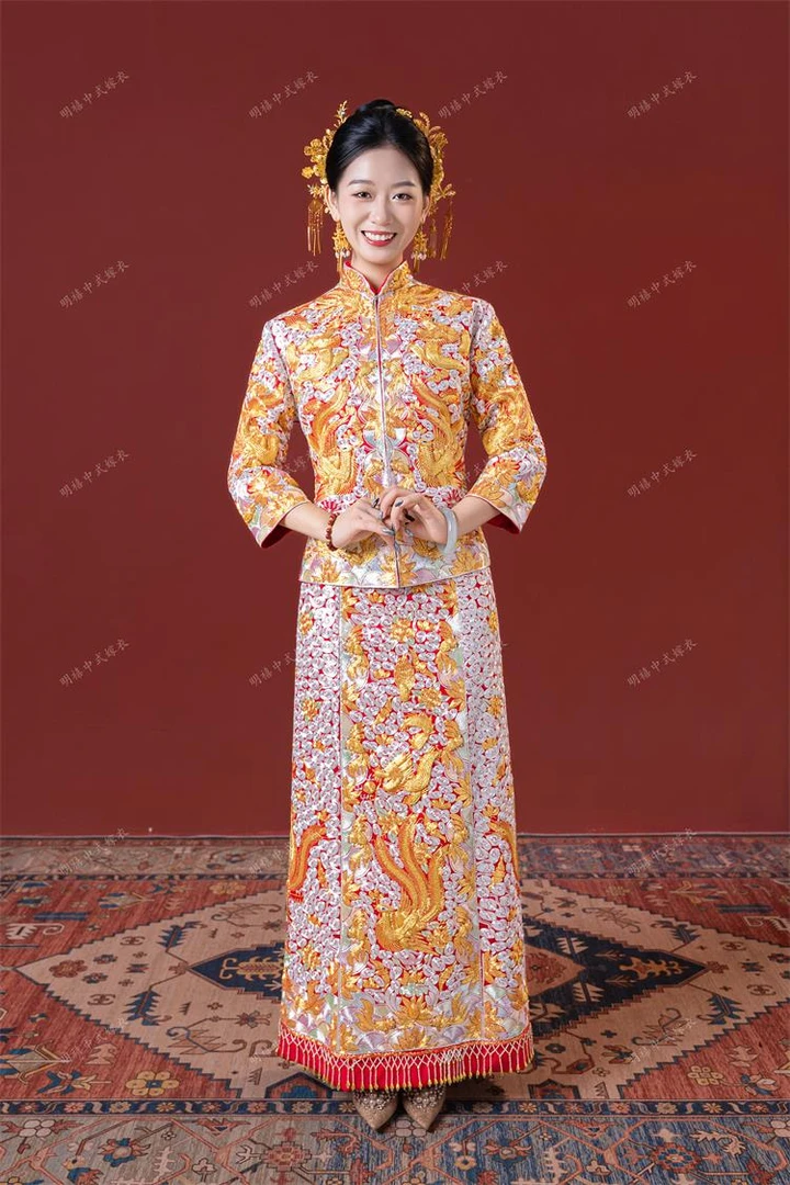 小褂皇新娘醋酸缎中式婚服敬酒服2025新中式复古显瘦秀禾服常规款