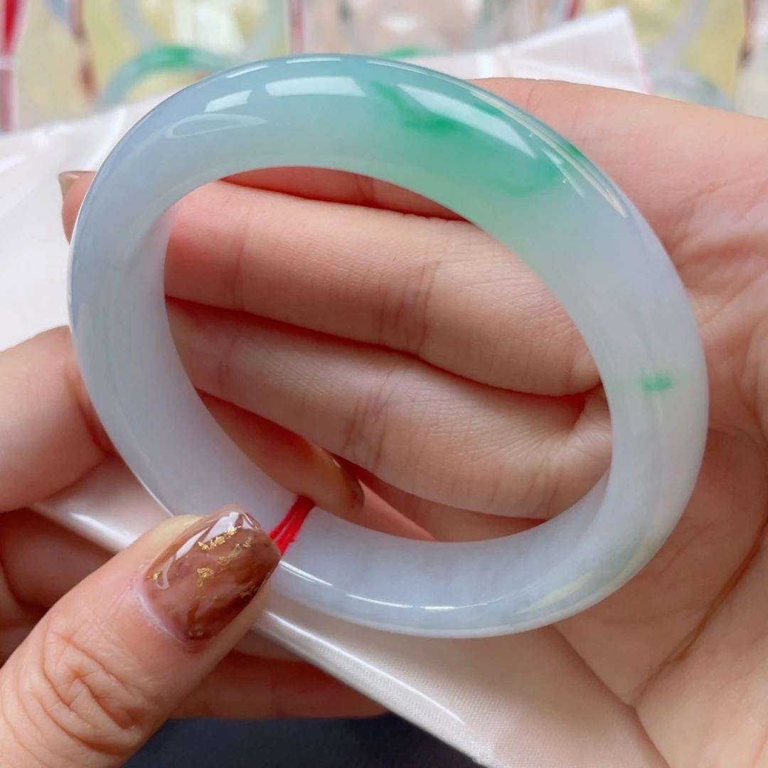 未镶嵌手镯翡翠55.8正圈 点翠值千金 8号