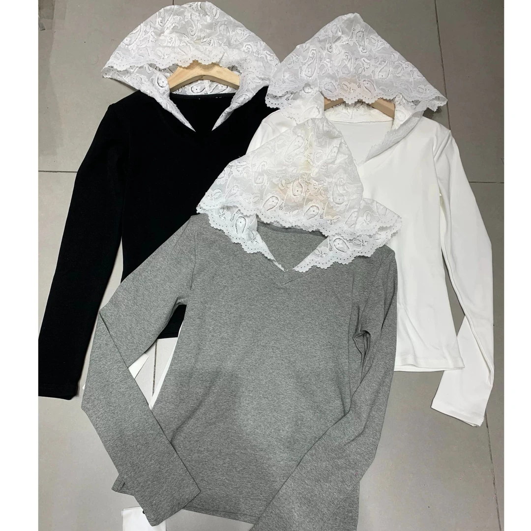 《秀秀精选》6638 蕾丝帽打底衫