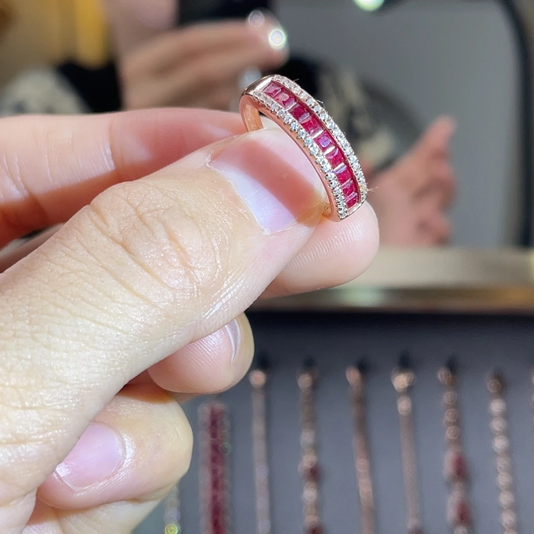 红宝石戒指银S925镶嵌