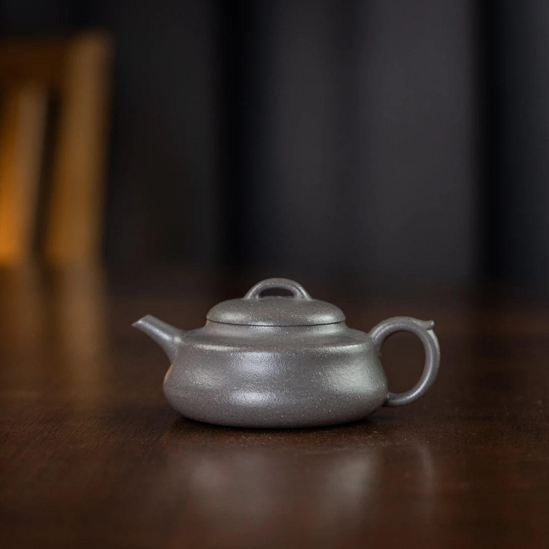 扁玉葫芦（薄胎）青灰泥145cc家用紫砂壶tt2