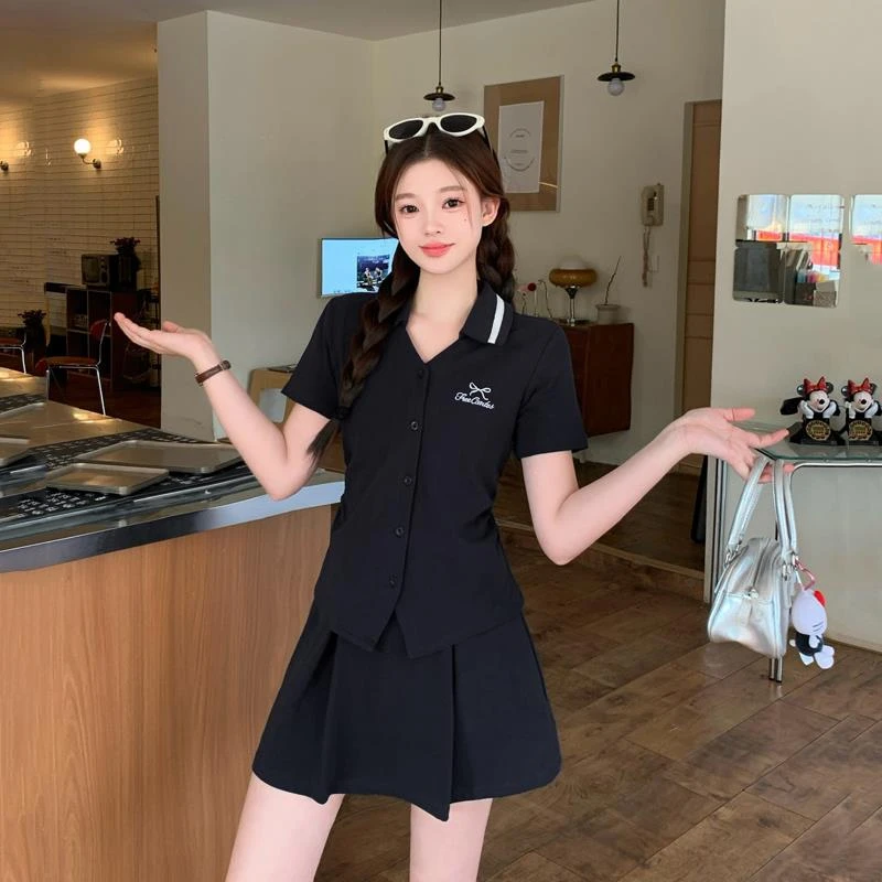 大码减龄显瘦学院风套装夏季新款微胖MM韩版休闲运动风显瘦两件套