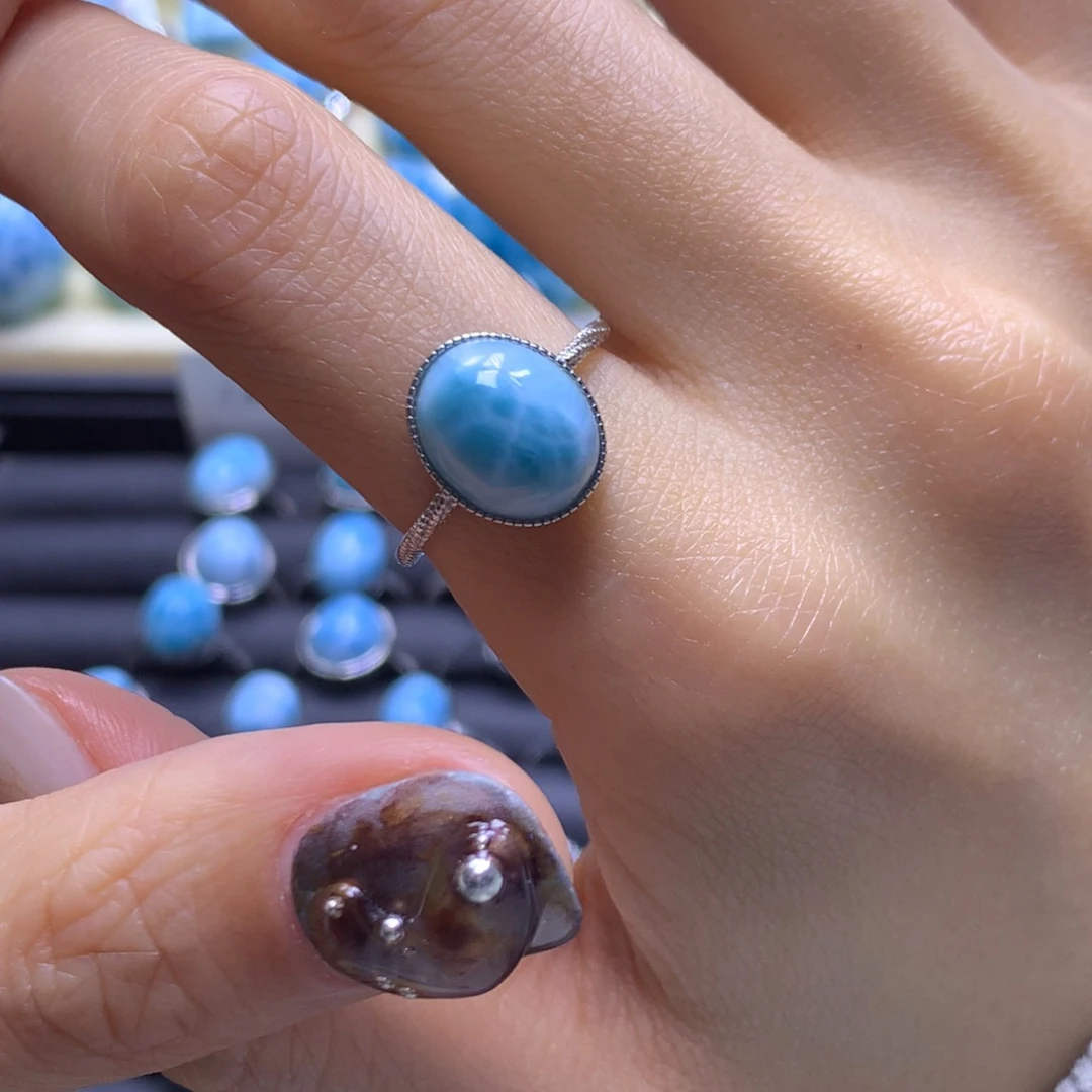 针钠钙石（海纹石）未镶嵌戒指蛋面戒指色差略异