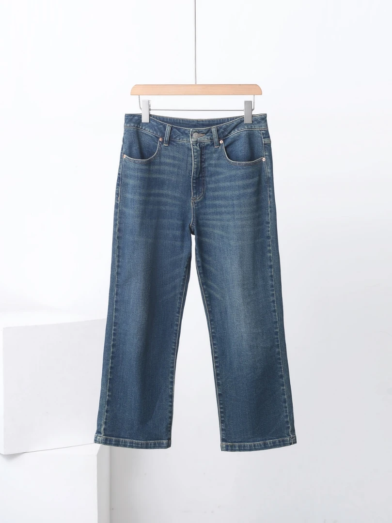 匹马棉九分水洗牛仔裤