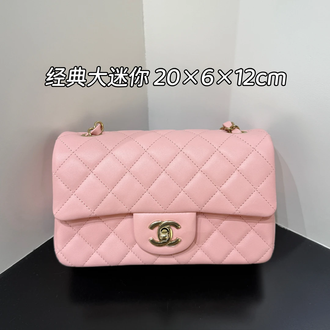 未使用 Chanel/香奈儿 25B樱花粉色大迷你链条斜挎包