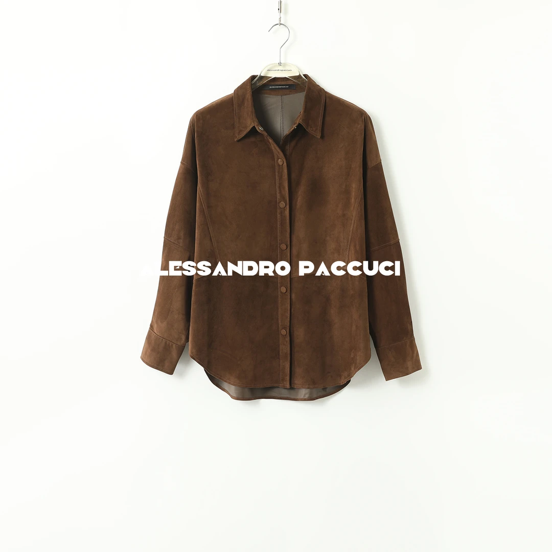 AP洛哥431036PY【限定记忆】羊皮复古绒面哑光衬衫款皮衣2024秋