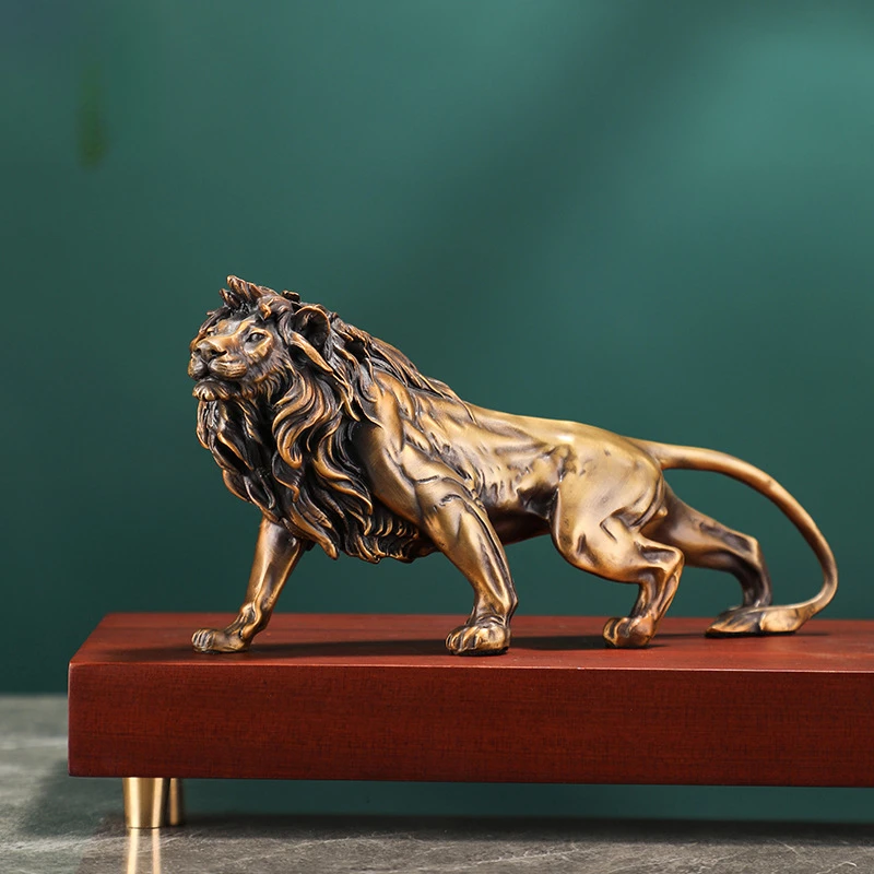 王者归来狮子黄铜摆件创意狮子铜雕塑办公室书房送人礼品