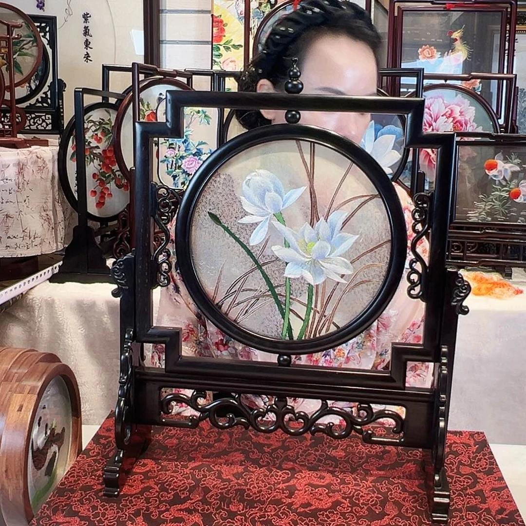 织绣苏绣摆台檀木