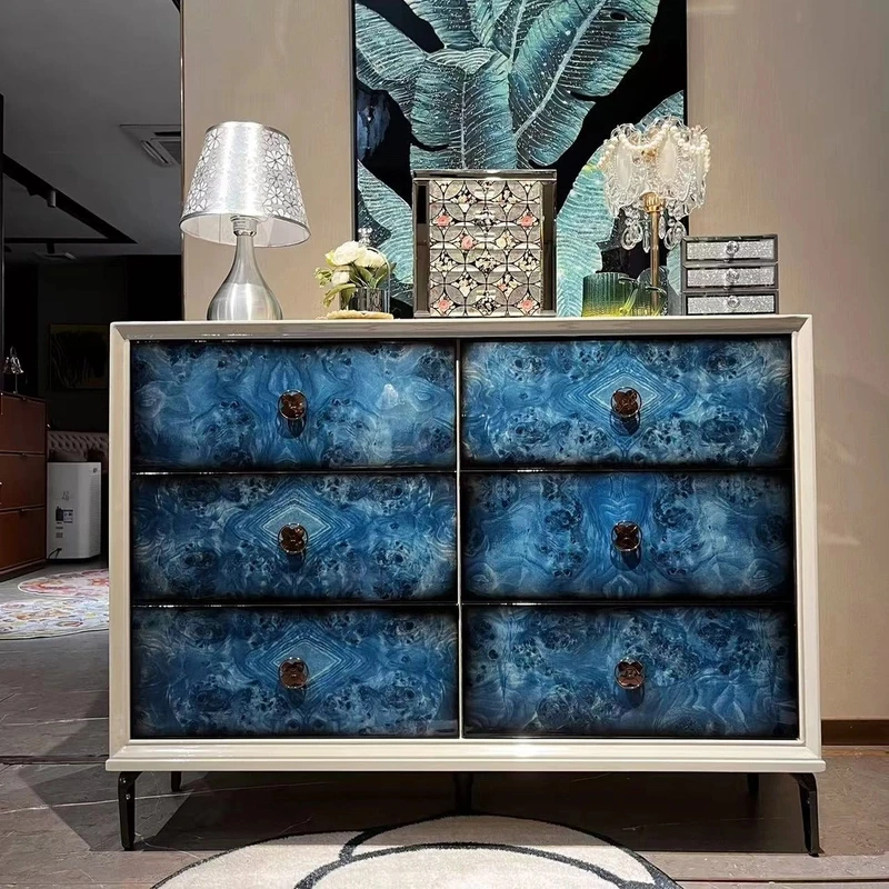 【喜悦家具】意式轻奢树瘤纹六斗柜1200*400*920