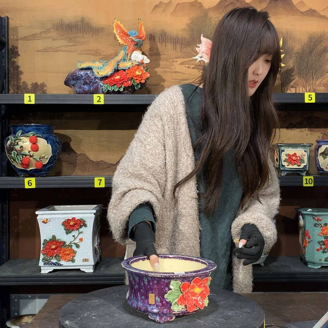 晨***白高温烧制石湾花盆