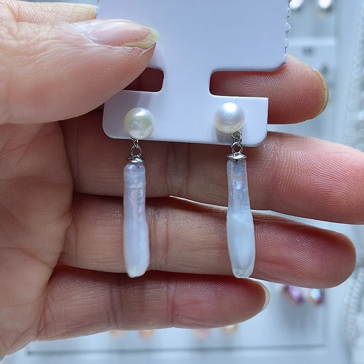 银S925镶嵌巴洛克淡水珍珠