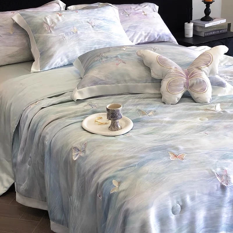 忆江南 兰精天丝夏凉被四件套 20%蚕丝空调被夏季裸睡可水洗