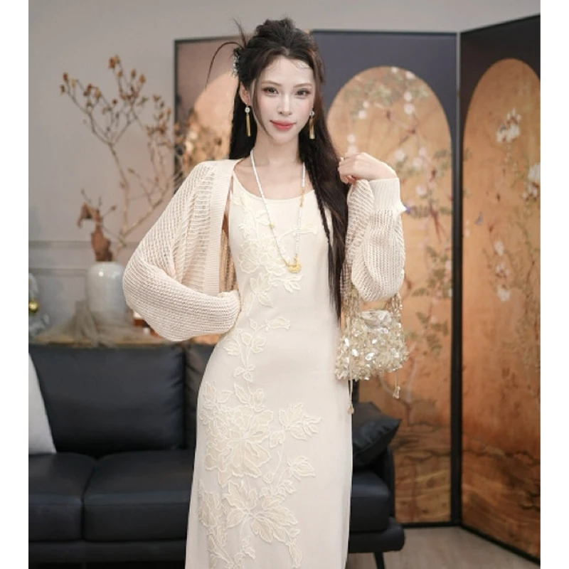 《薄荷夏牡丹》度假风夏季针织镂空百搭披肩上衣