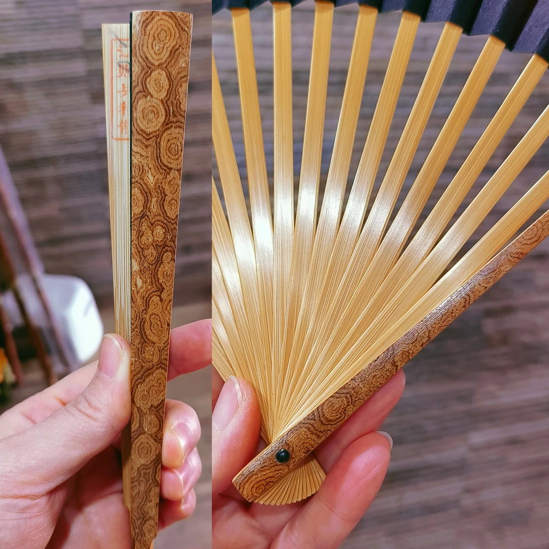 重器 非遗大师江贻兵手工制老料越南湘妃竹稀少满花95寸扇子96