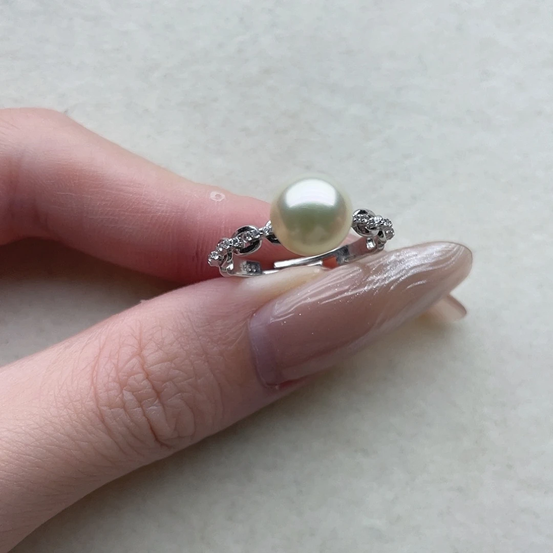海水珍珠戒指55银S925镶嵌