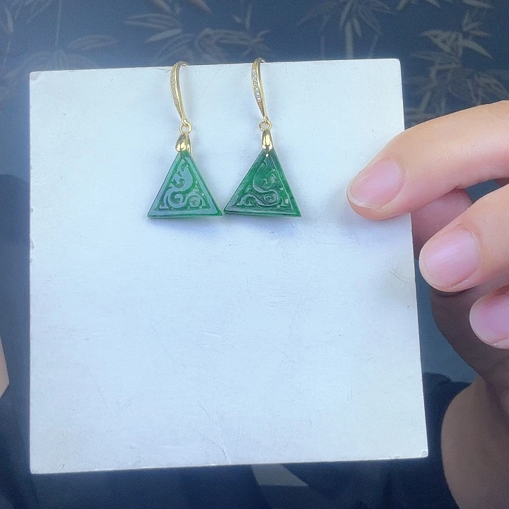 翡翠银S925镶嵌耳饰特价