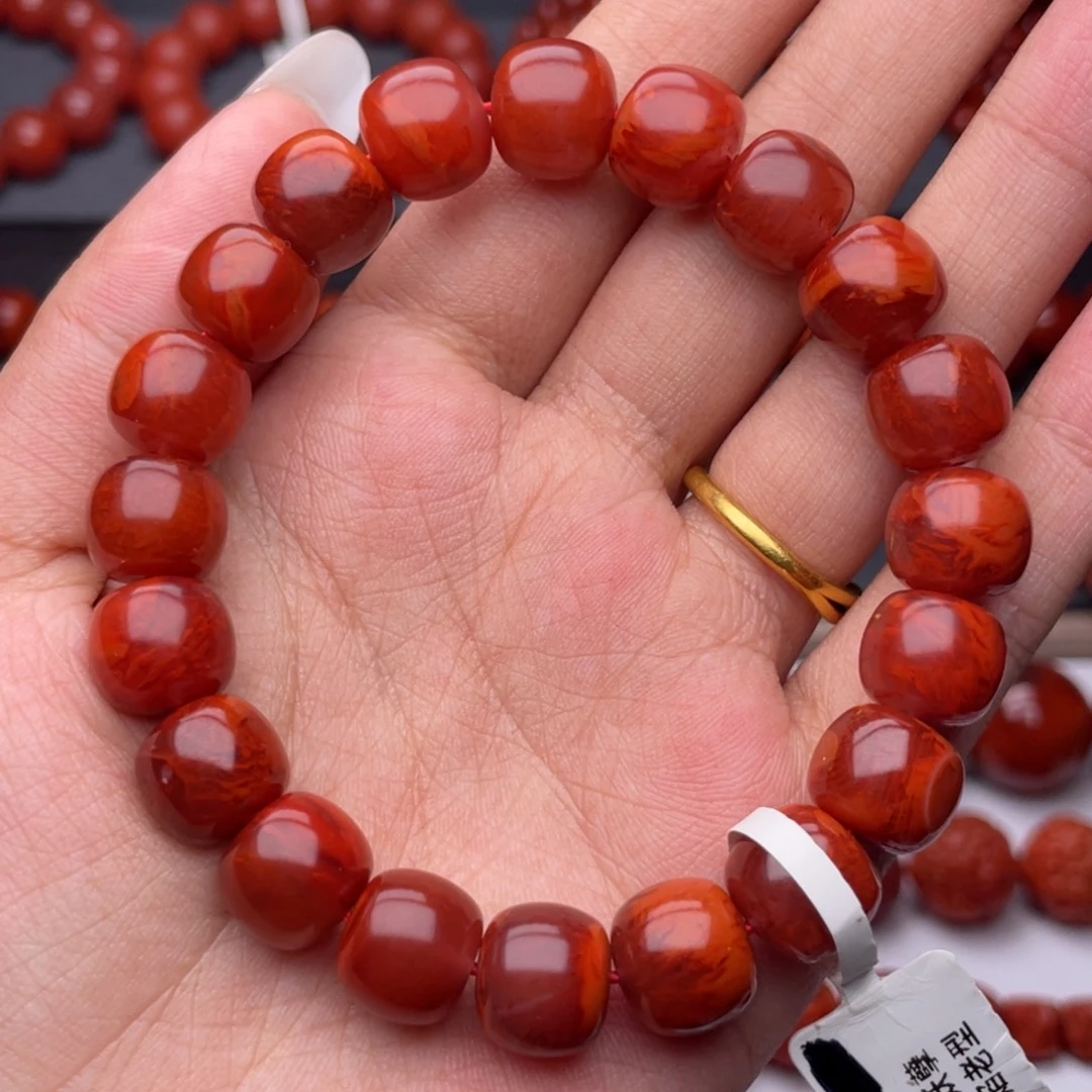 南红玛瑙未镶嵌手串Y11mm收藏妖孽牛血火焰老型手串