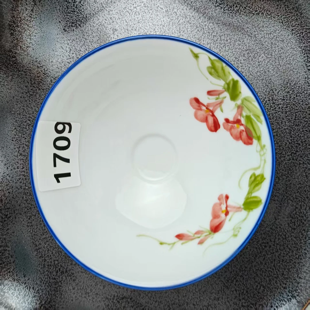 景德镇手绘釉中彩（食品级）斗笠碗蓝色瓷碗小碗饭碗餐具陶瓷1709
