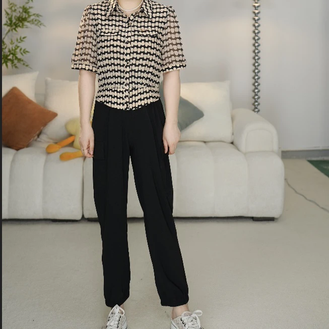 2094短袖直筒型商务宽松翻领常规款女士