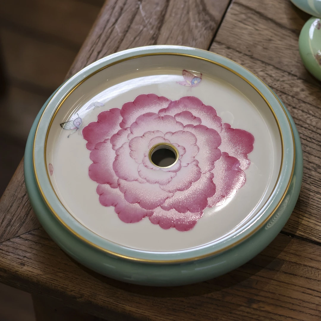 【陶珊居】天水碧花开富贵-华隐堂-双层壶承（华隐S0786）