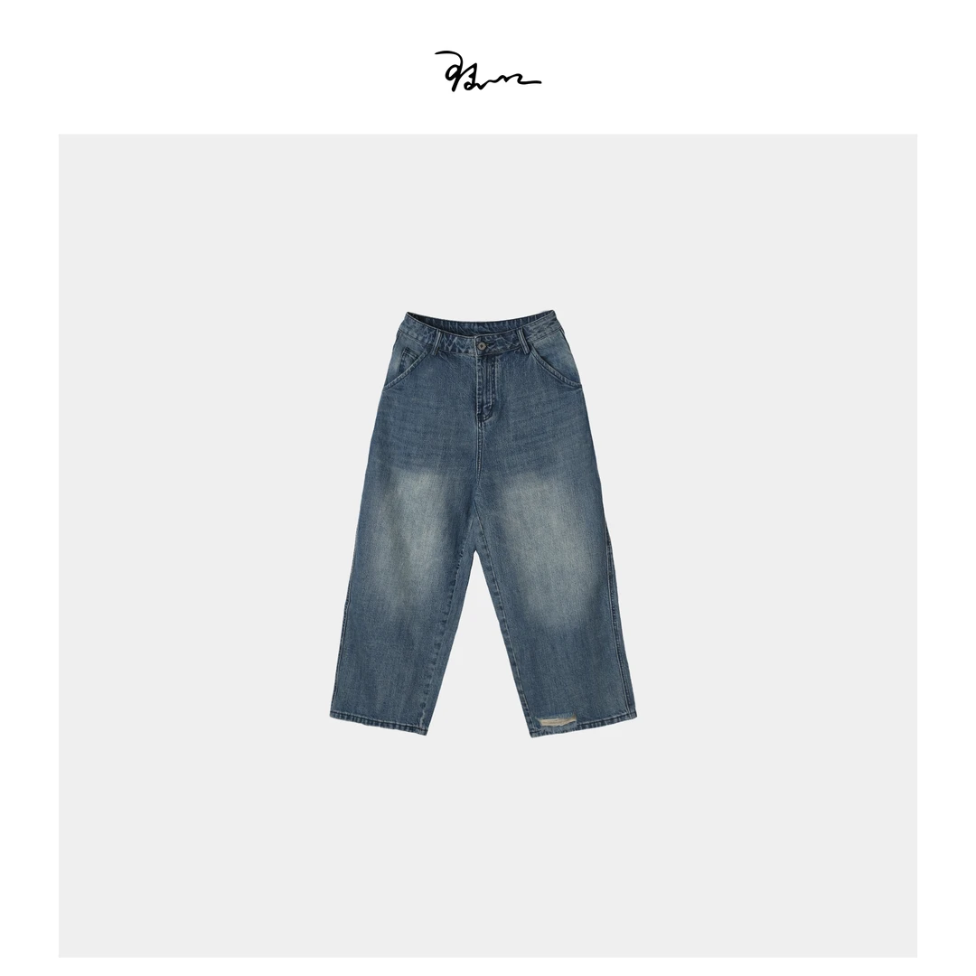 【朴树】陆一口女装定制宽松破洞九分牛仔裤