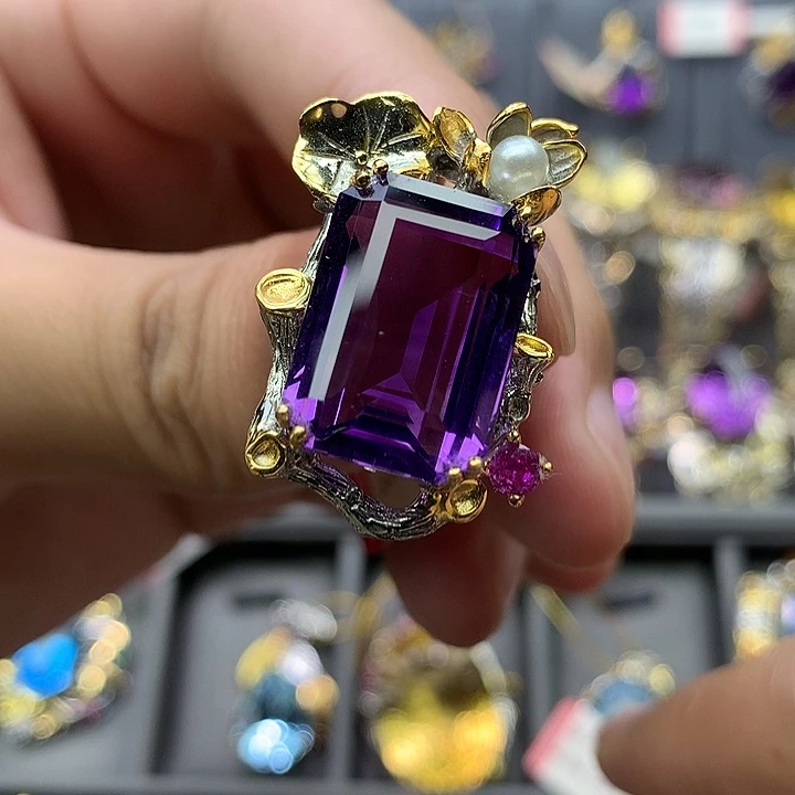 吊坠(不含链)银S925镀金镶嵌水晶
