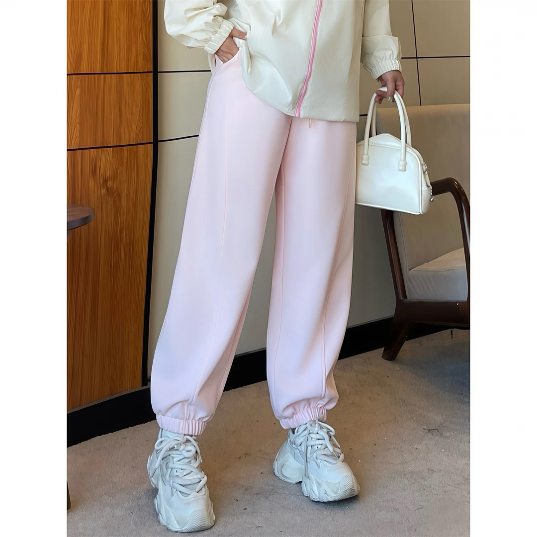 大码女装秋季简约洋气休闲花契200斤胖mm韩系质感流线裤14177-C