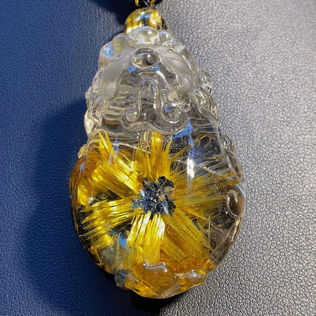 未镶嵌颈饰水晶天然高品钛晶花貔貅吊坠手把件