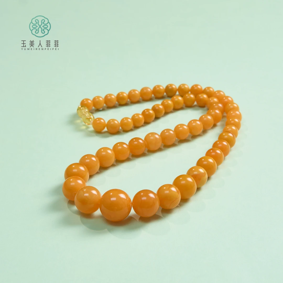 石惑珠宝*蜜蜡项链圆珠塔链约8-16mm