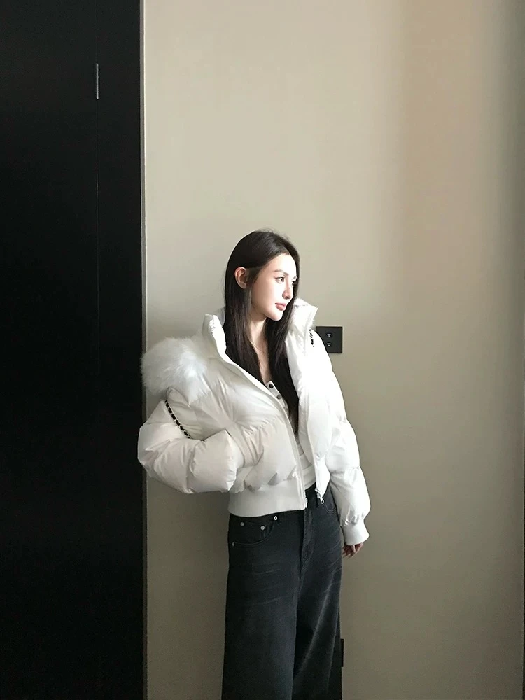 （肯豆羽绒服 ）艺艺专属 90白鸭绒短款大毛领显瘦保暖羽绒服