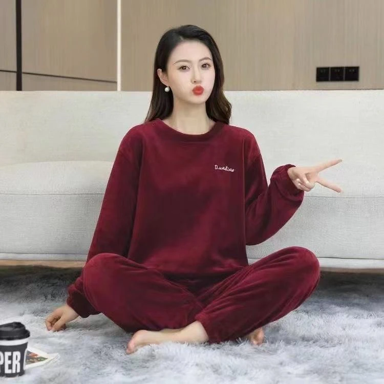 【奥莱断码】【冬季加厚款】仙女暖暖裤套装女秋冬季珊瑚绒保暖宽