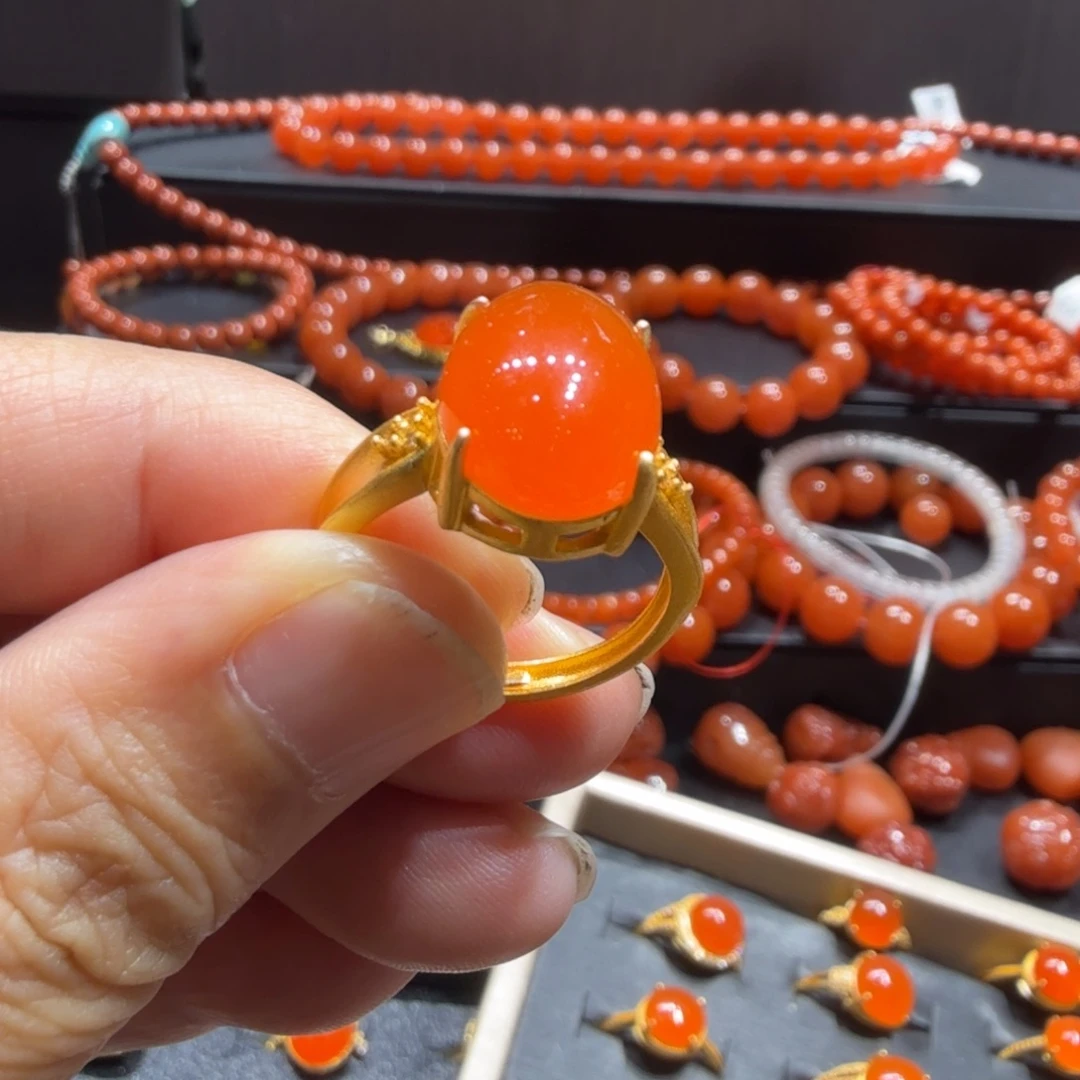 南红玛瑙合金戒指