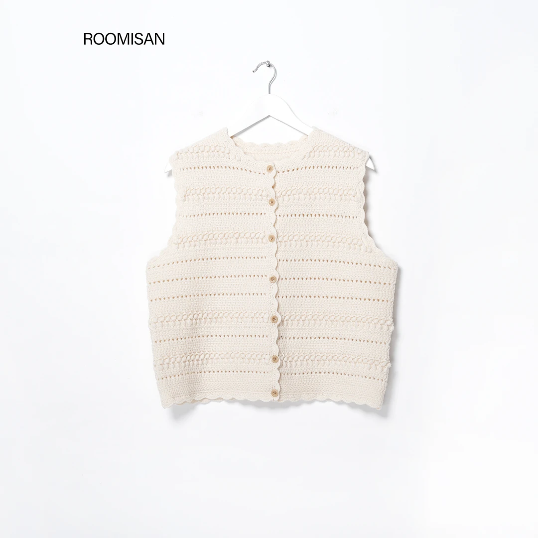 ROOMISAN【麦穗手工马甲.羊毛钩花中古毛衣马甲】25972