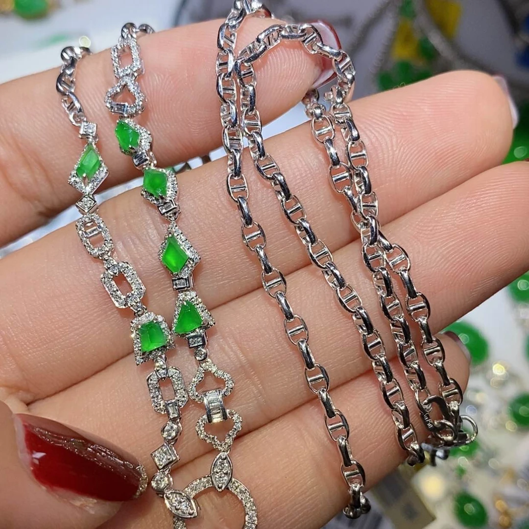 【闪购商品】翡翠颈饰18K金镶嵌加**减项链