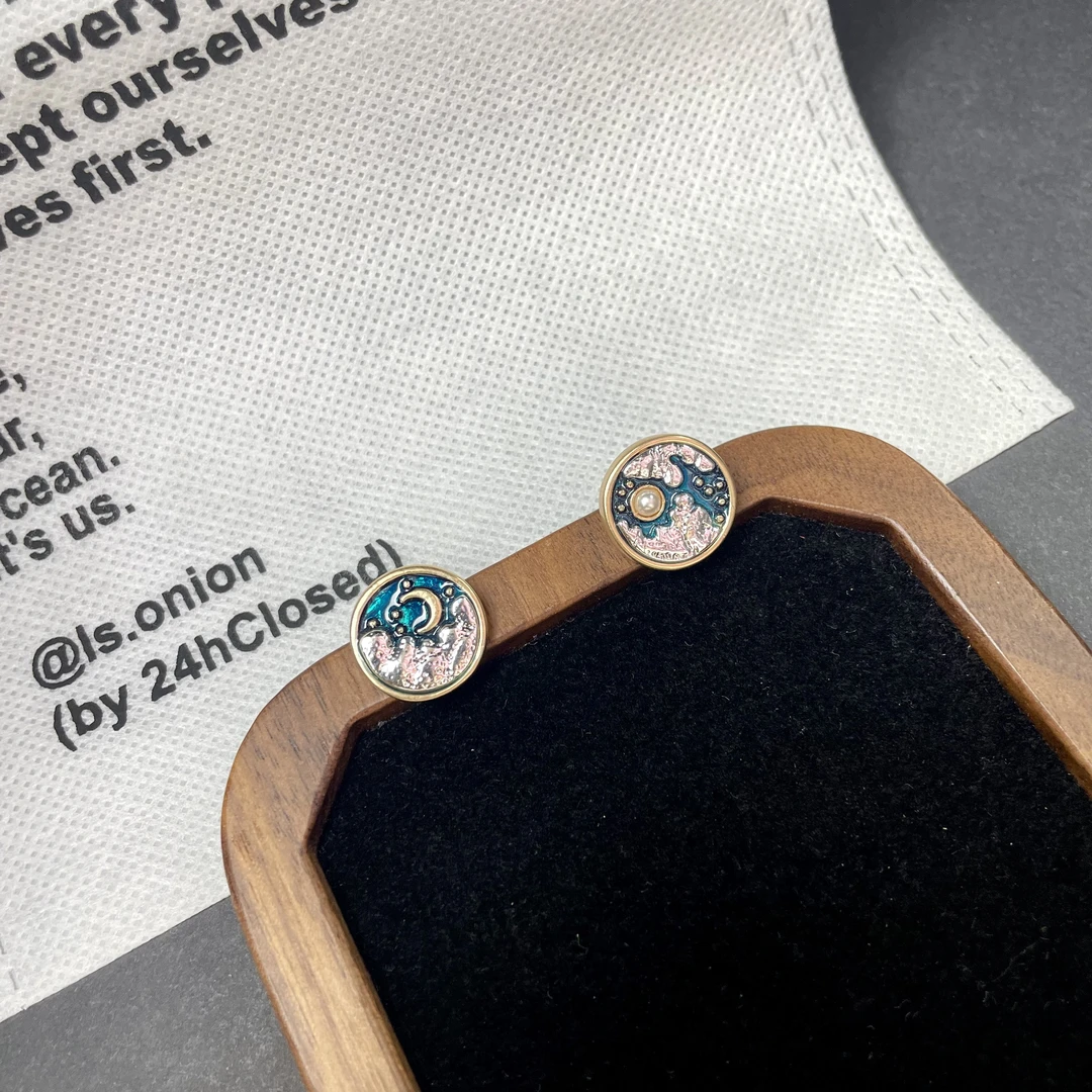 铜合金耳饰  买三送一  气质蓝色时尚百搭复古古风精致耳钉