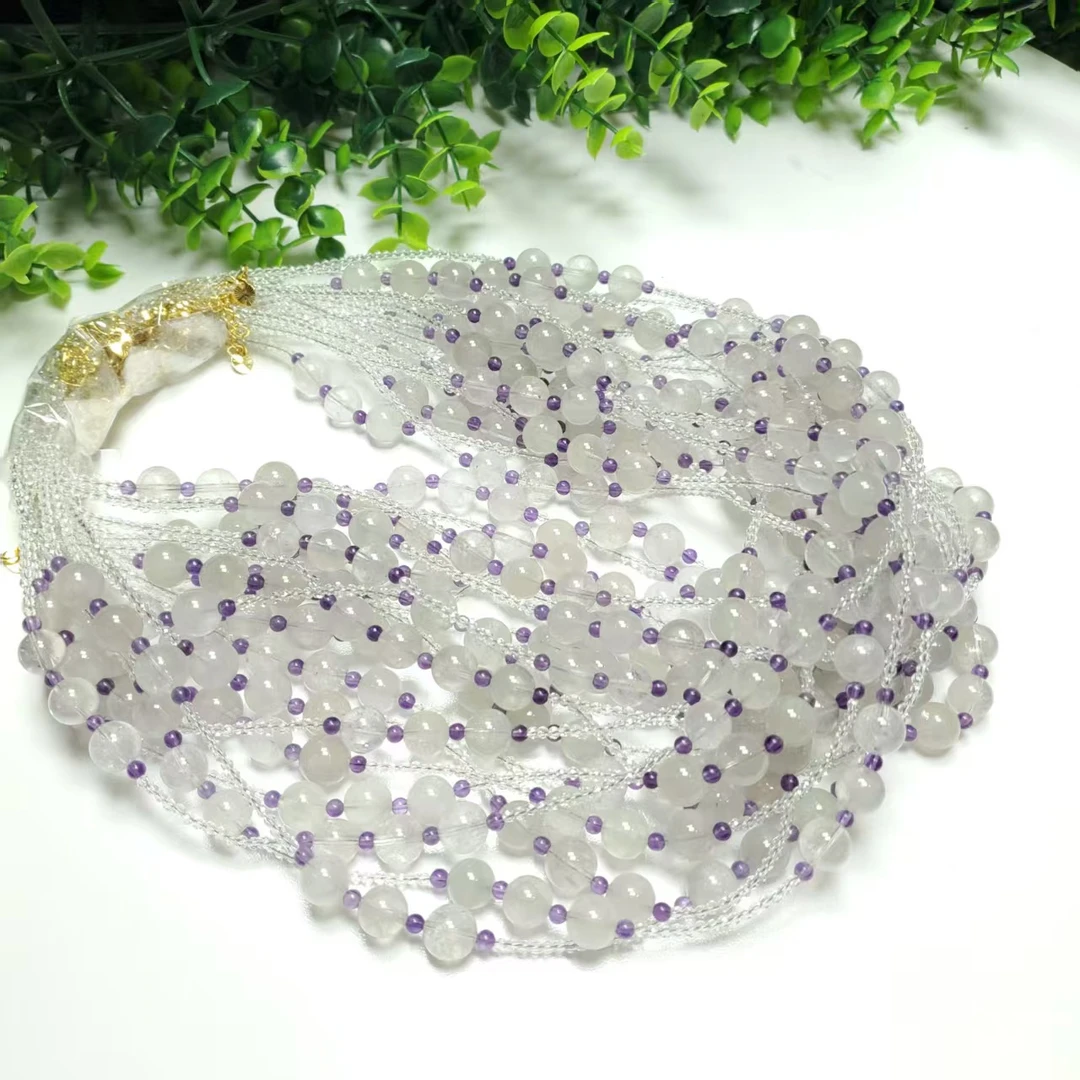 Q449【赵小姐】时尚天然白水晶幽灵＋紫水晶项链多样发其一