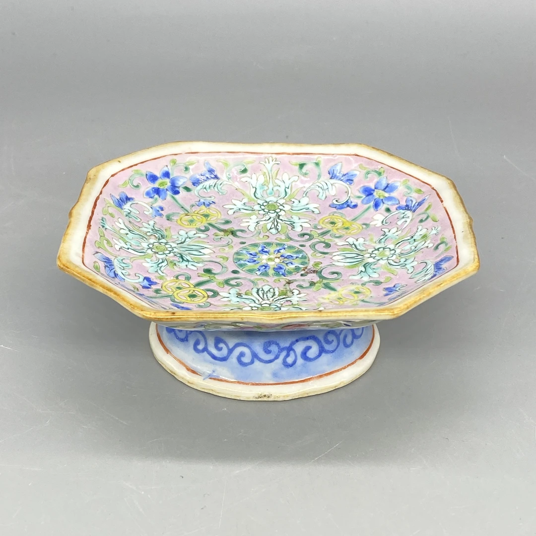 62511135*清同治粉彩花卉纹高足盘/瓷器六/江苏省文物总店/J